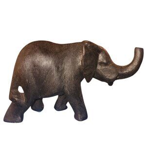 Solid WOOD 7"x4.5" Elephant Figurine Statue Trunk Up Good Luck!